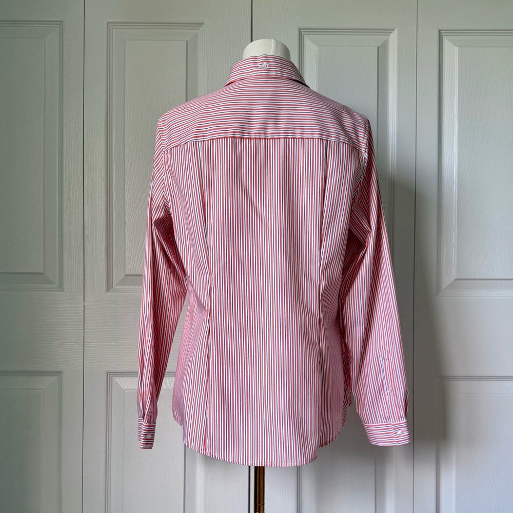JONES NEW YORK | Orange & White Stripe No-Iron Shirt Sz M - Picture 2 of 4